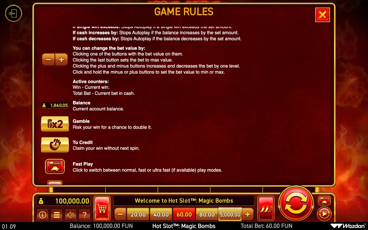 Game rules, page 10 — Hot Slot Magic Bombs