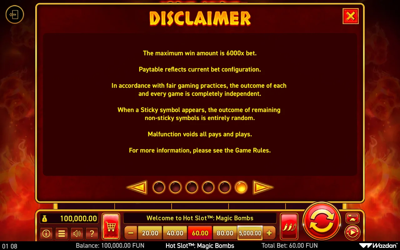 Game rules, page 6 — Hot Slot Magic Bombs
