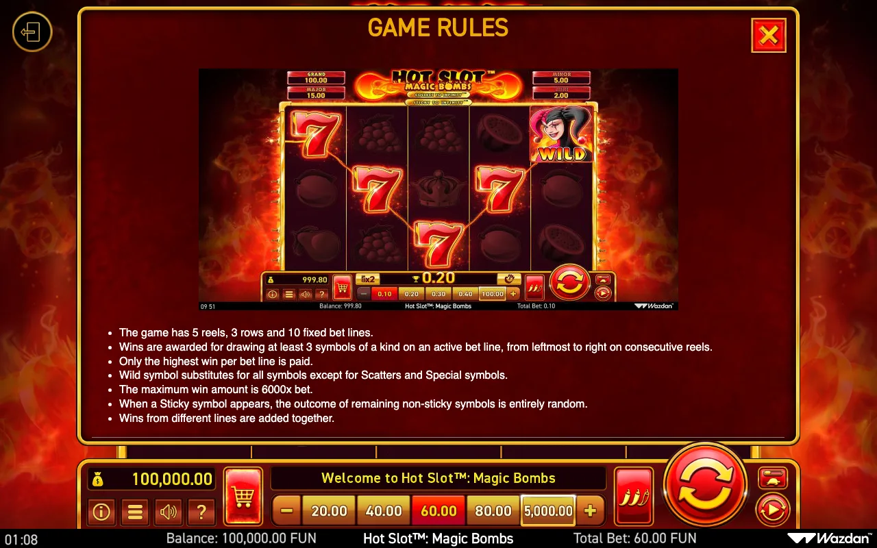 Game rules, page 7 — Hot Slot Magic Bombs