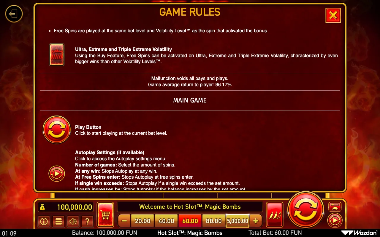 Game rules, page 9 — Hot Slot Magic Bombs