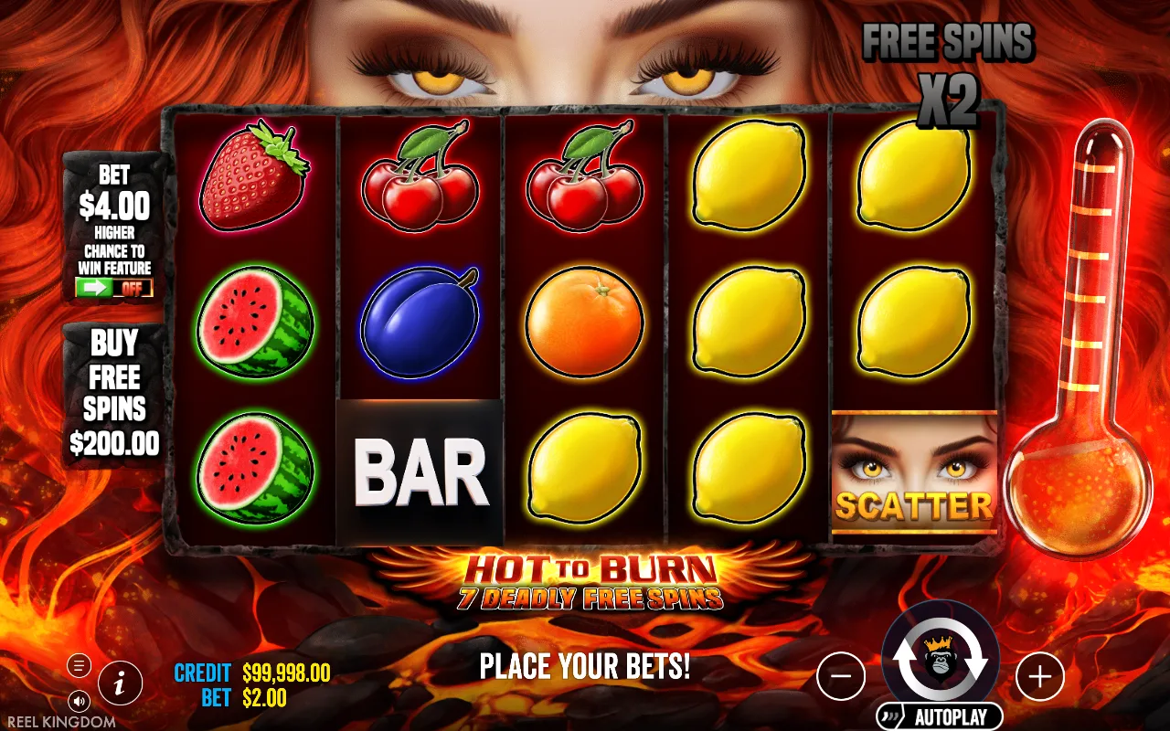 The base game — Hot to Burn 7 Deadly Free Spins
