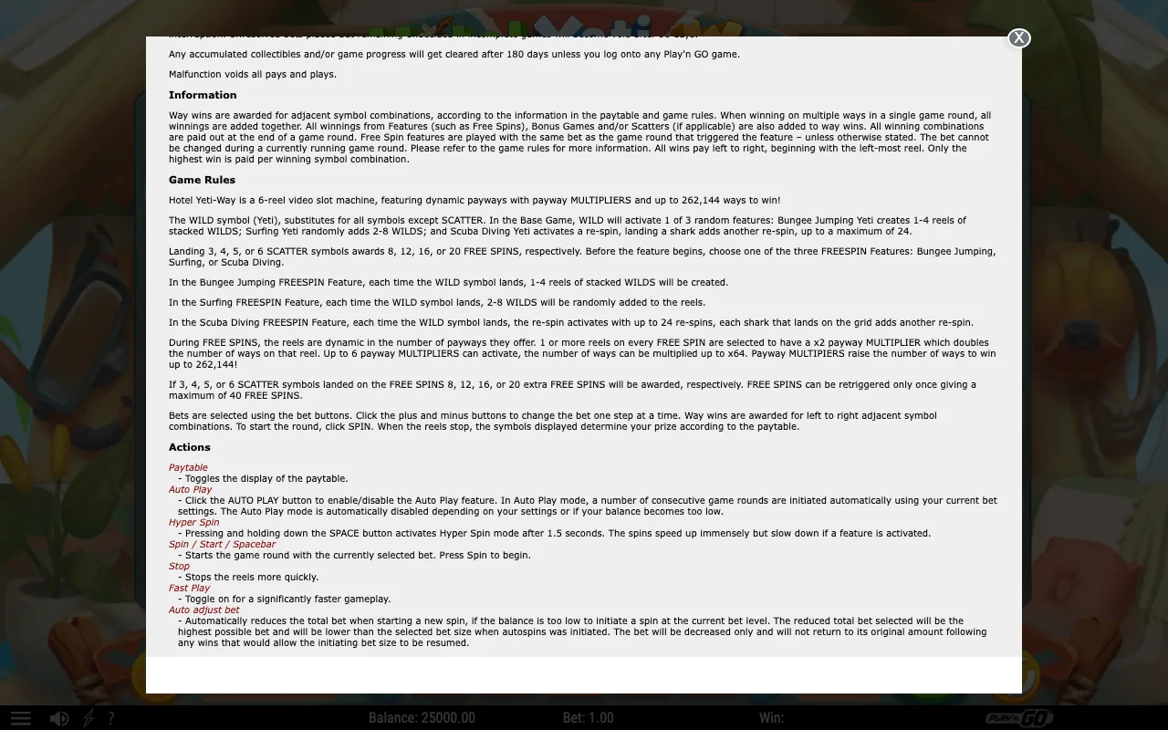Game rules, page 2 — Hotel Yeti-Way