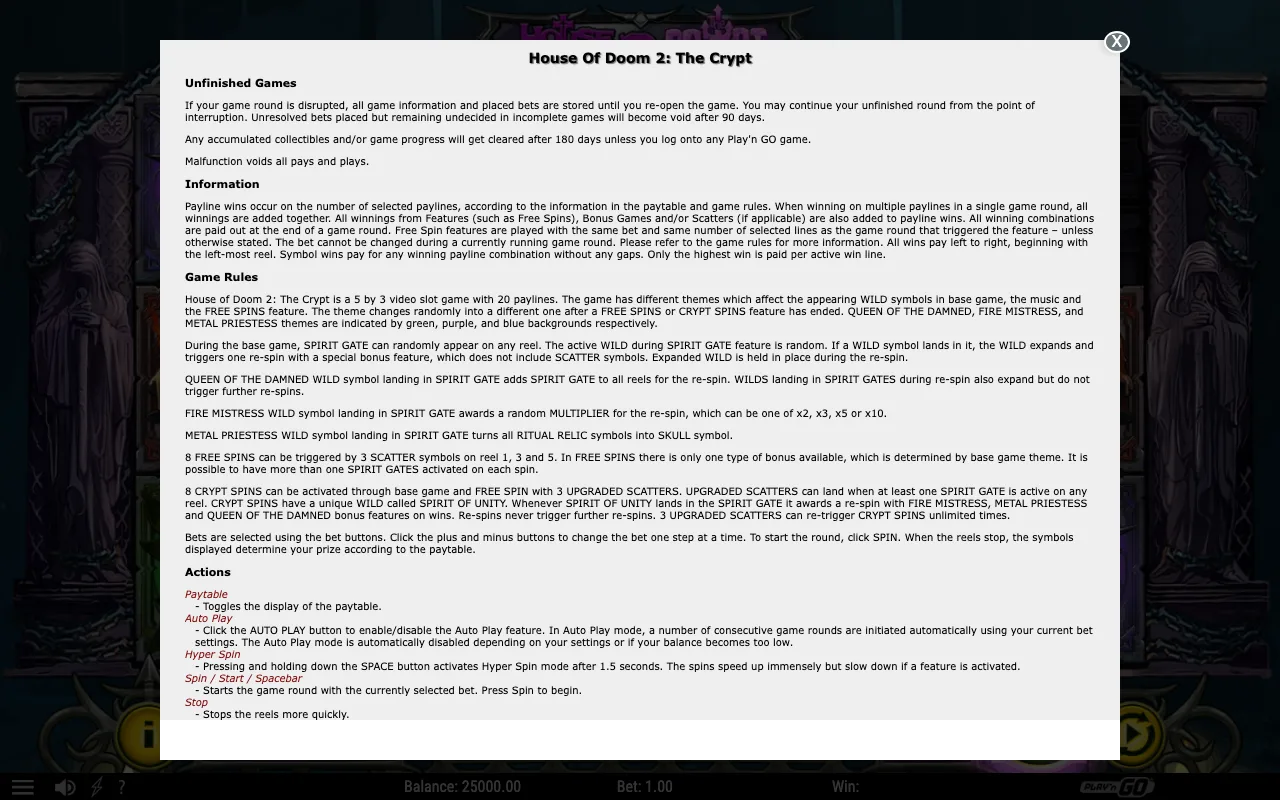 Game rules, page 1 — House of Doom 2: The Crypt