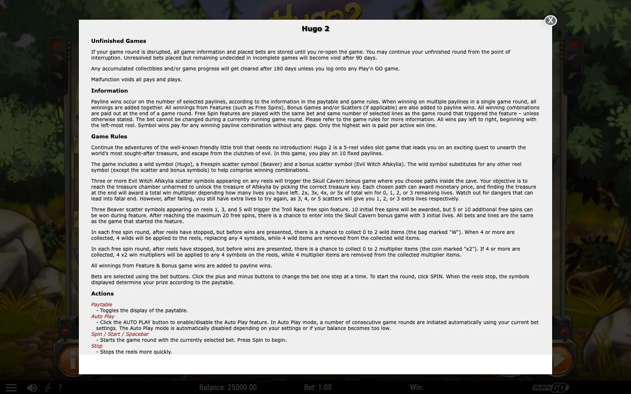 Game rules, page 1 — Hugo 2