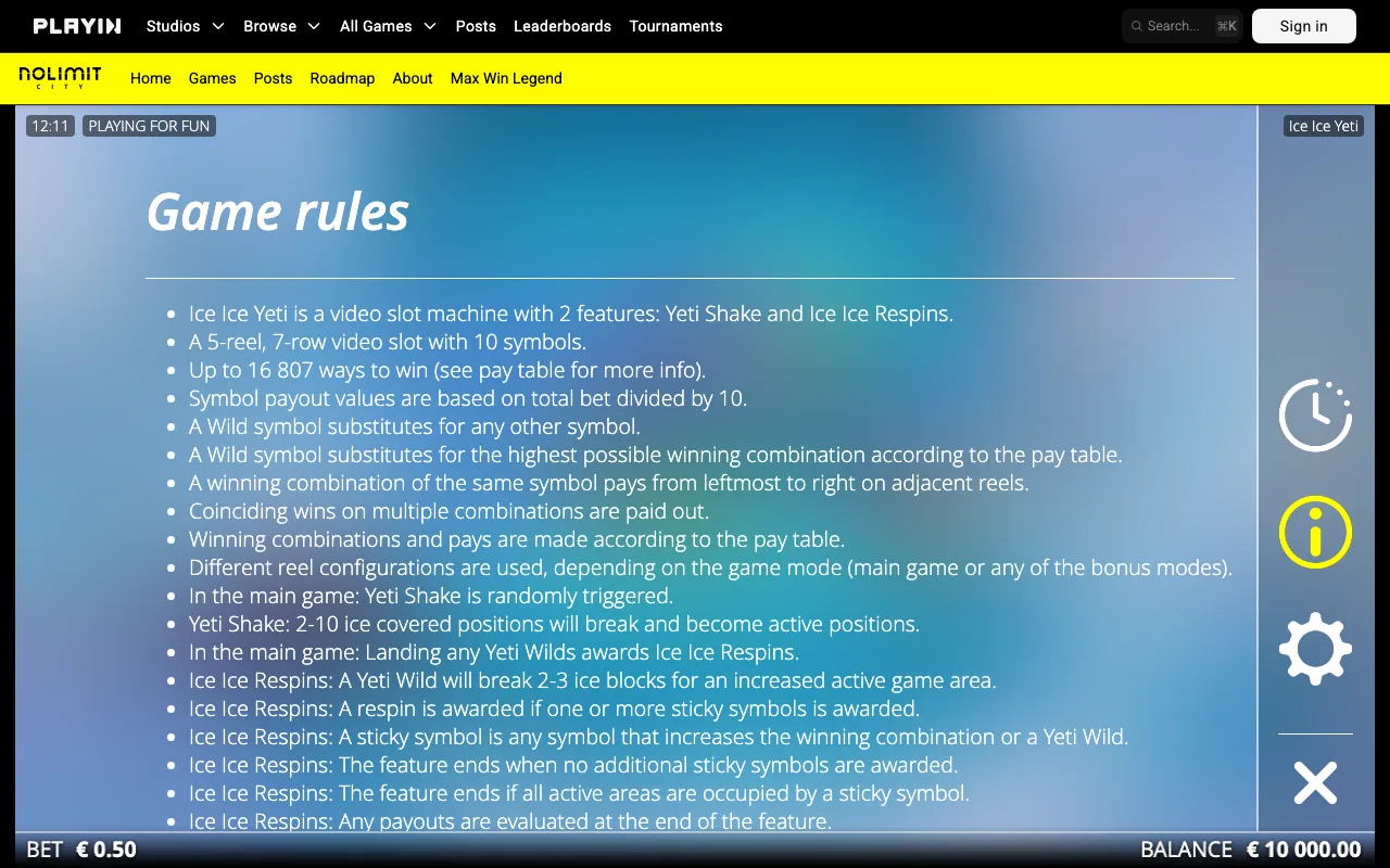Game rules, page 1 — Ice Ice Yeti