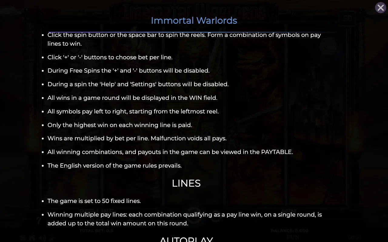 Game rules, page 7 — Immortal Warlords