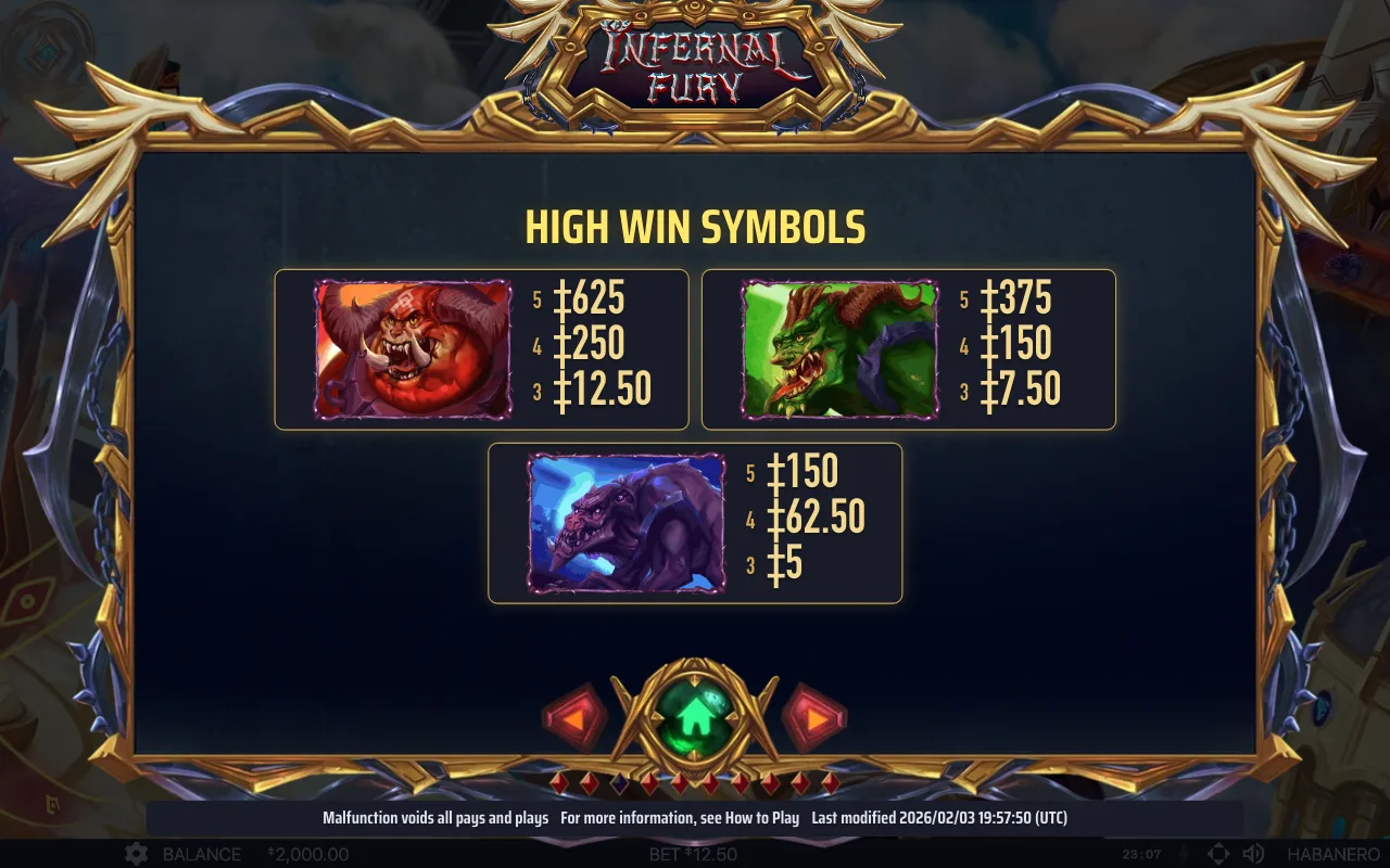 High win symbols — Infernal Fury
