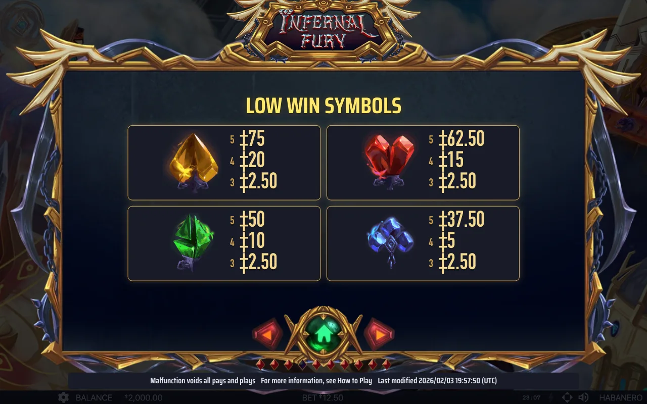 Low win symbols — Infernal Fury
