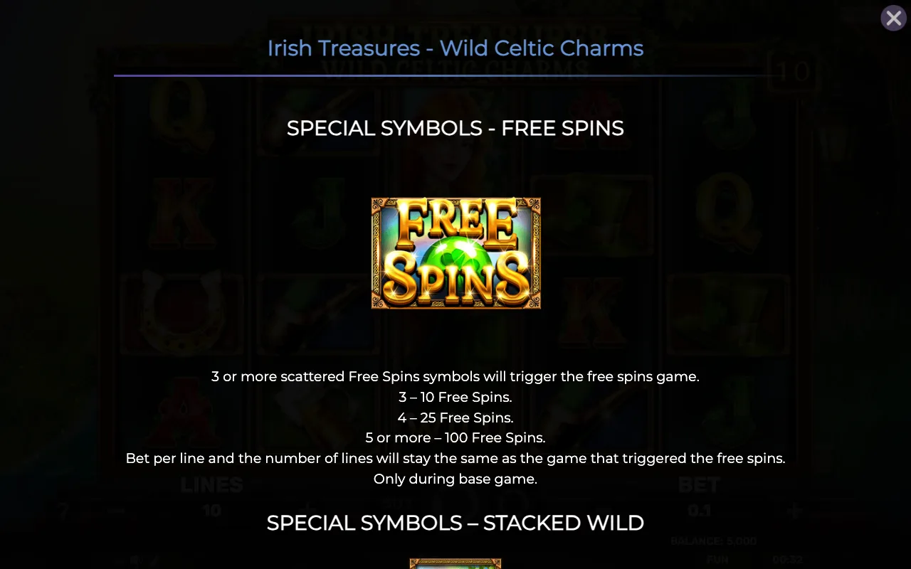 Special symbols - free spins — Irish Treasures Wild Celtic Charms