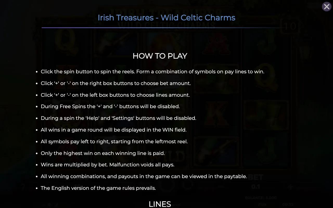 How to play — Irish Treasures Wild Celtic Charms