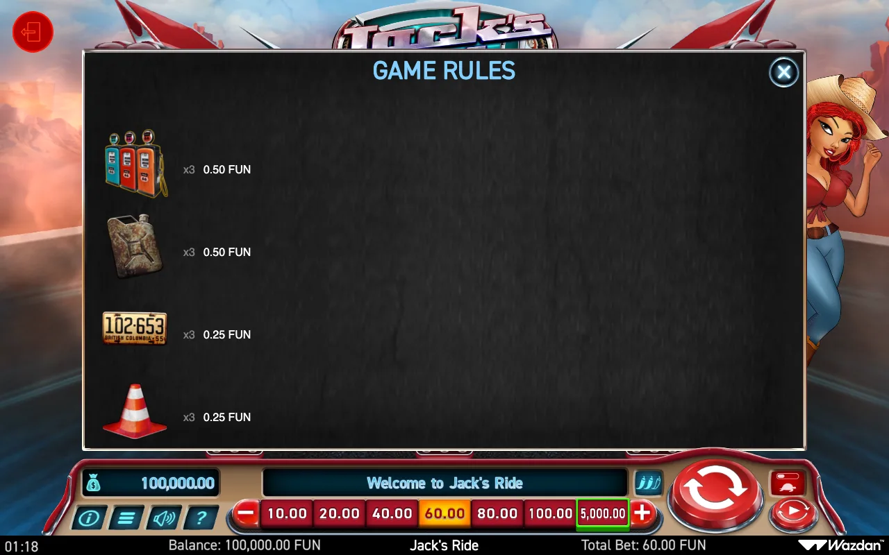 Game rules — Jacks Ride