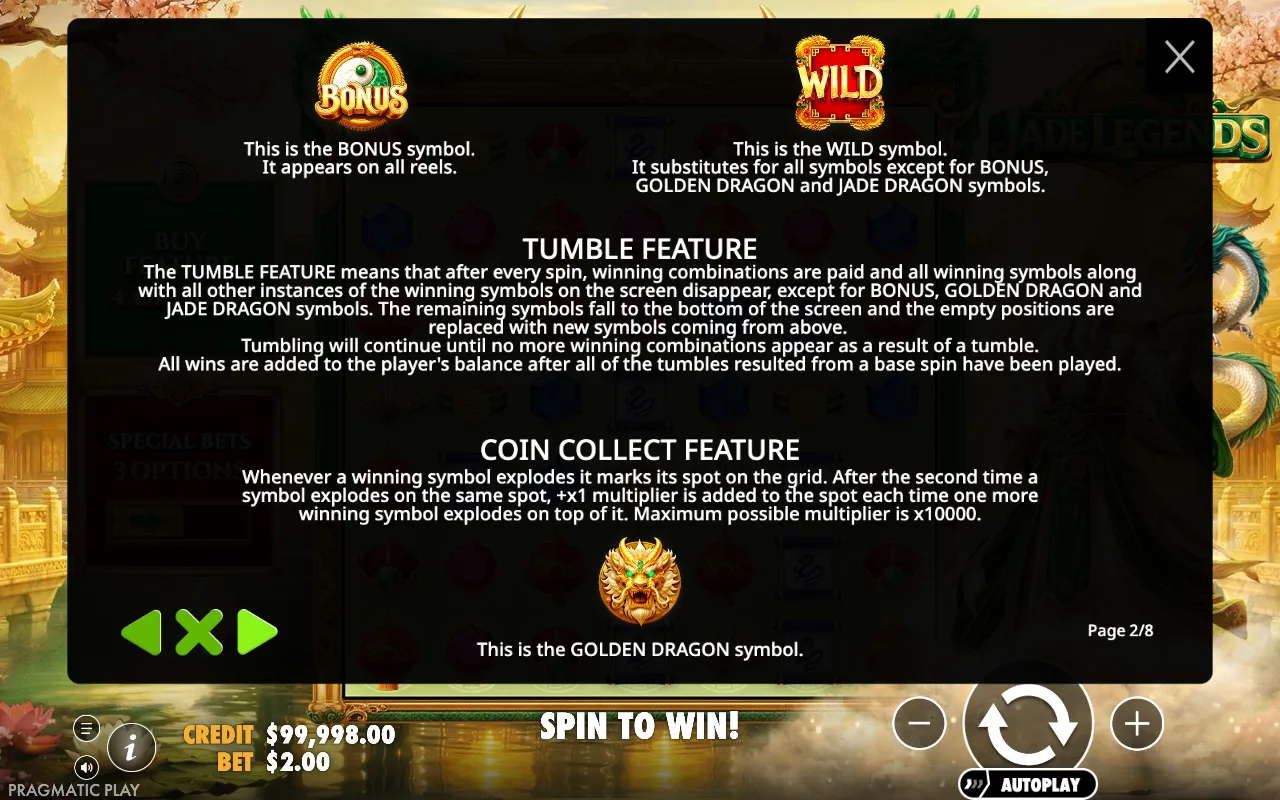 Tumble feature — Jade Legends