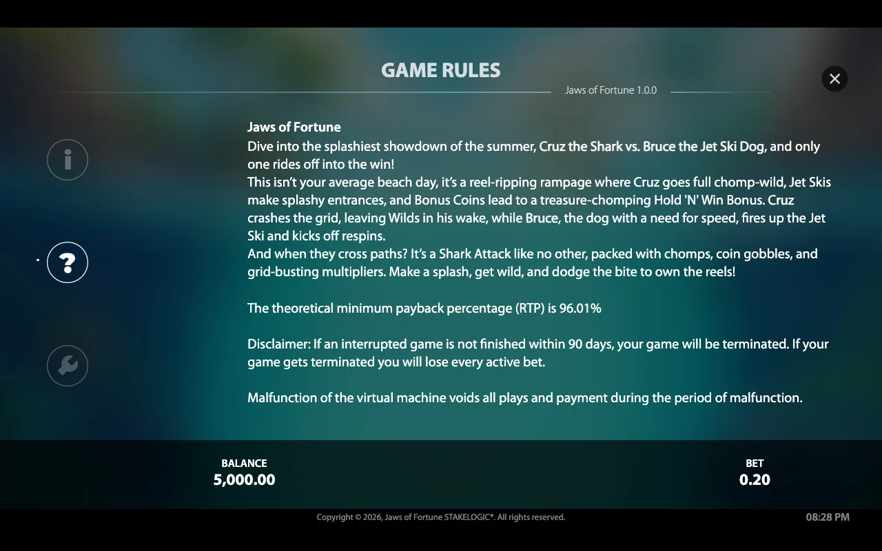 Game rules — Jaws of Fortune