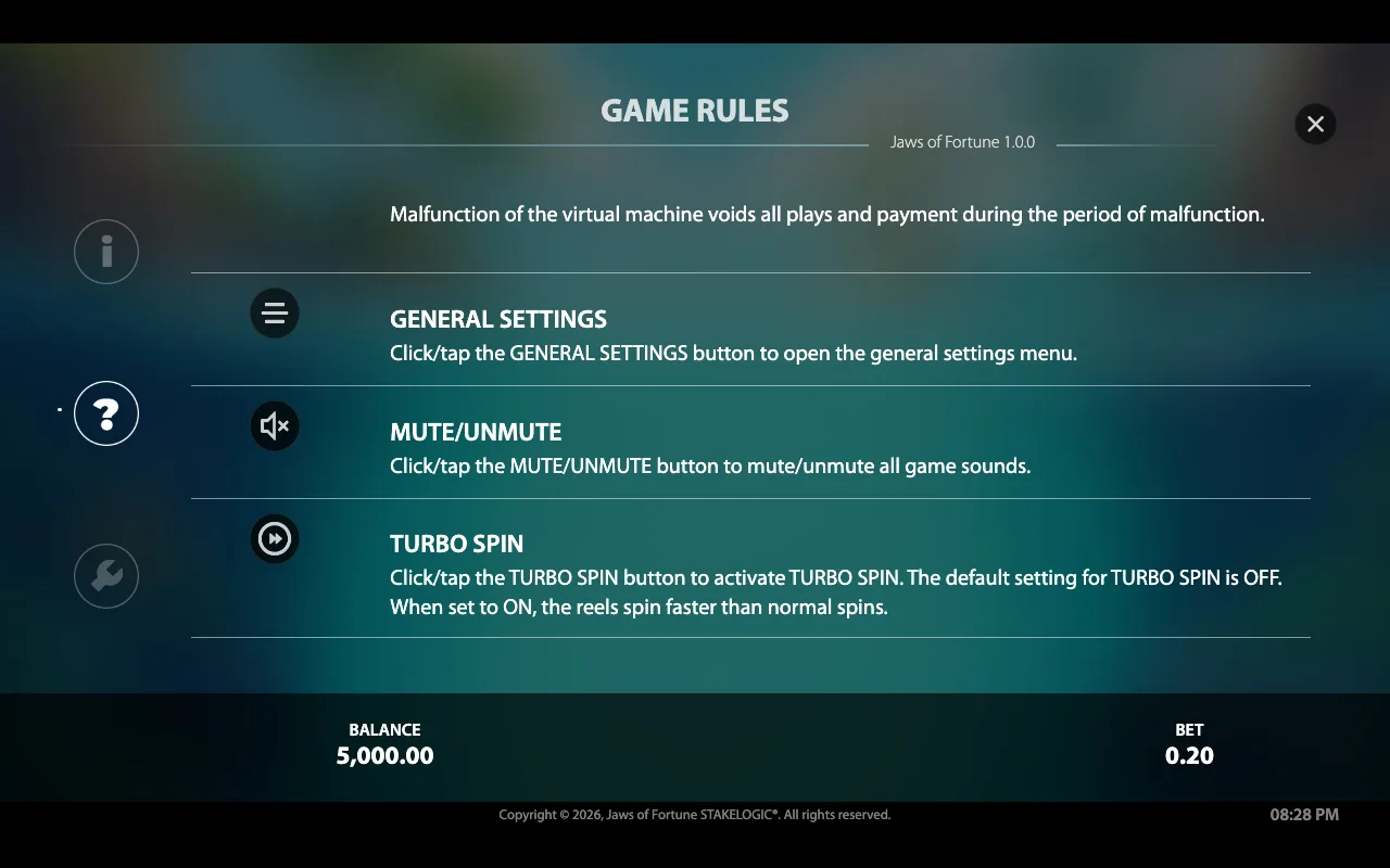 Game rules — Jaws of Fortune