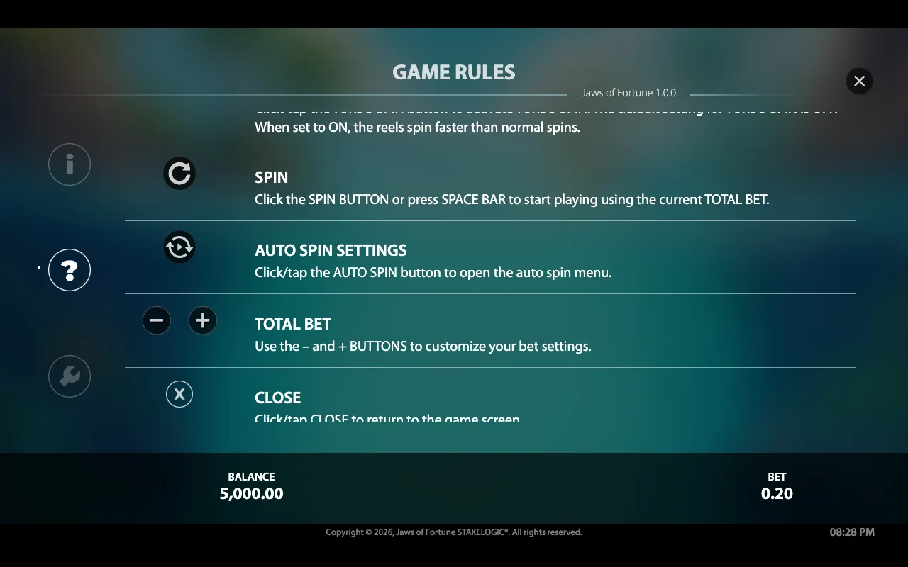 Game rules — Jaws of Fortune