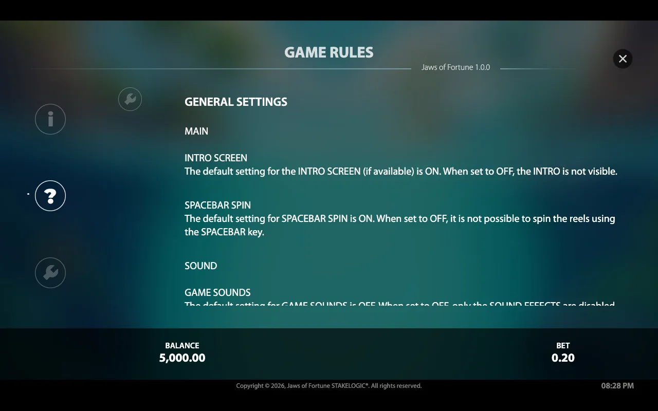 Game rules — Jaws of Fortune
