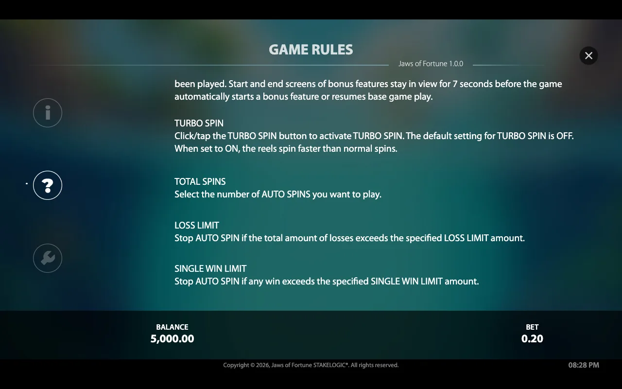 Game rules — Jaws of Fortune