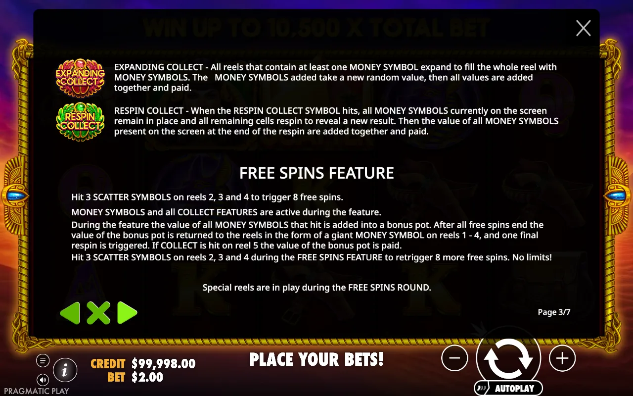Game rules, page 3 — John Hunter And The Tomb of The Scarab Queen Slot