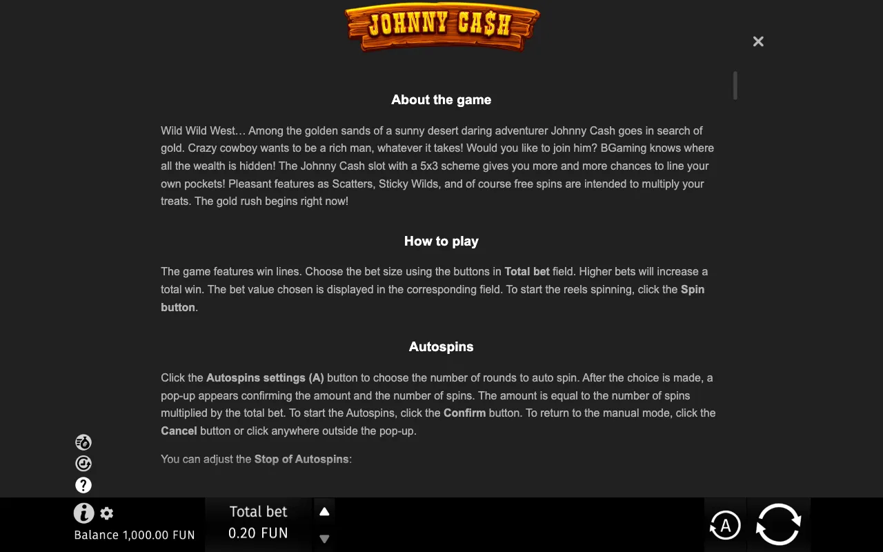 Game rules, page 6 — Johnny Cash