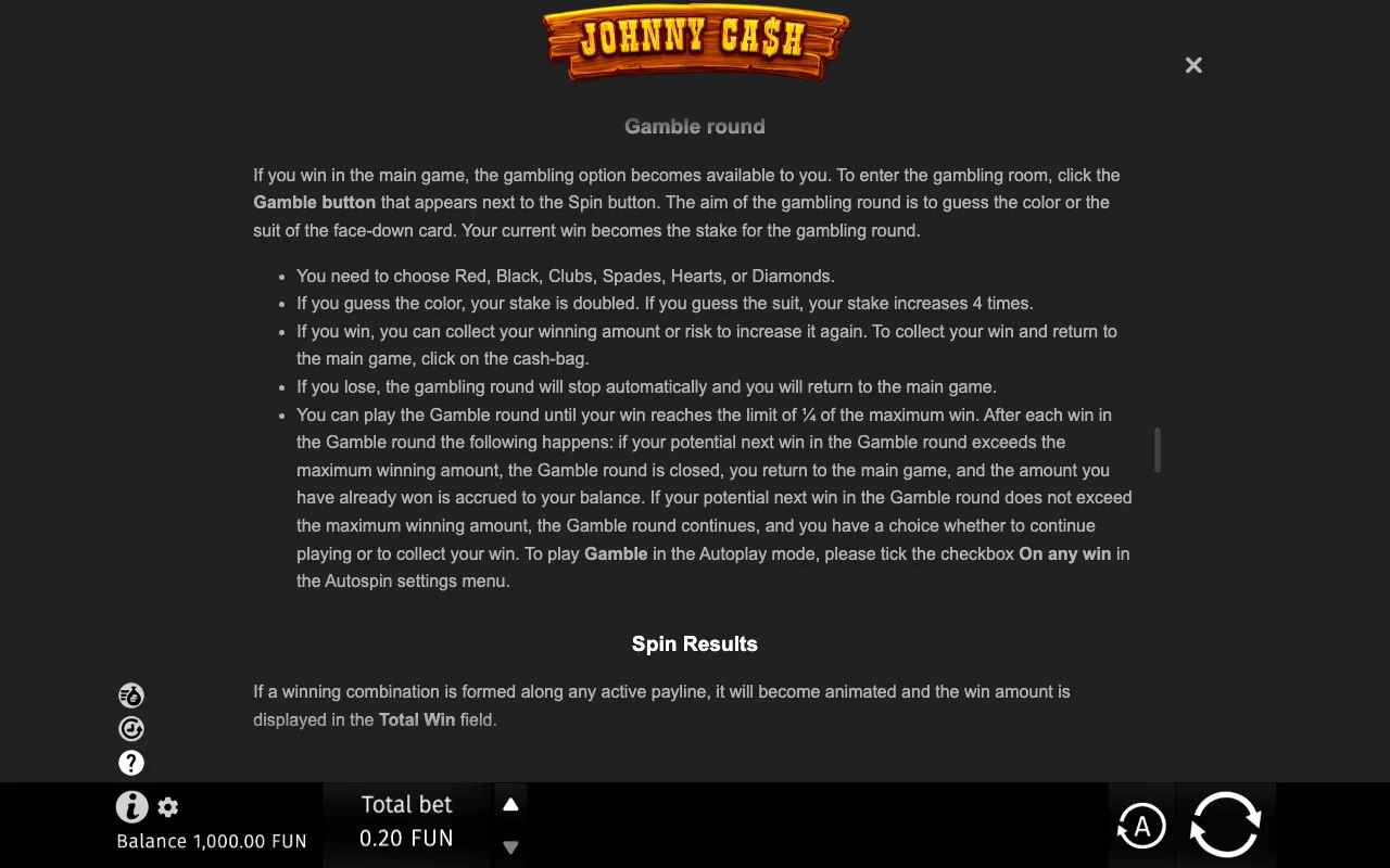 Game rules, page 8 — Johnny Cash