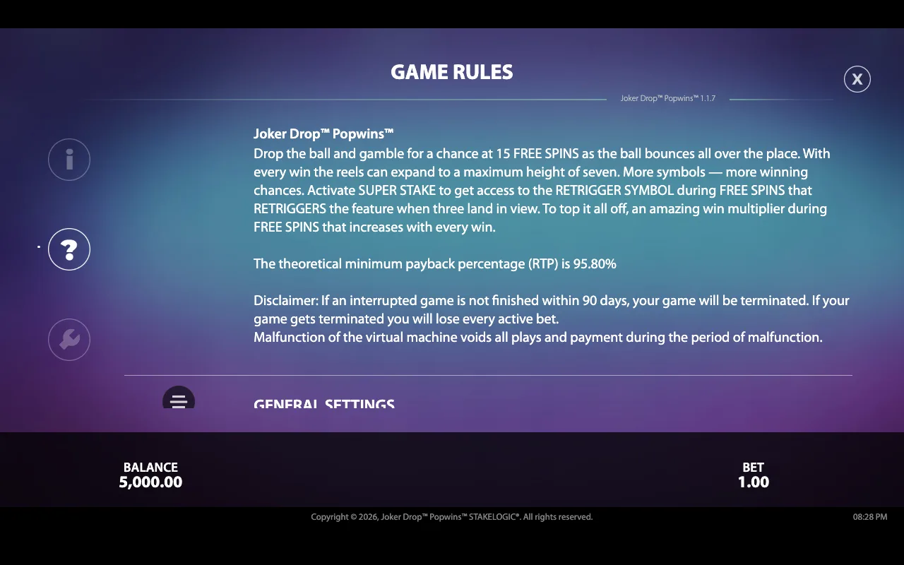 Game rules — Joker Drop Popwins