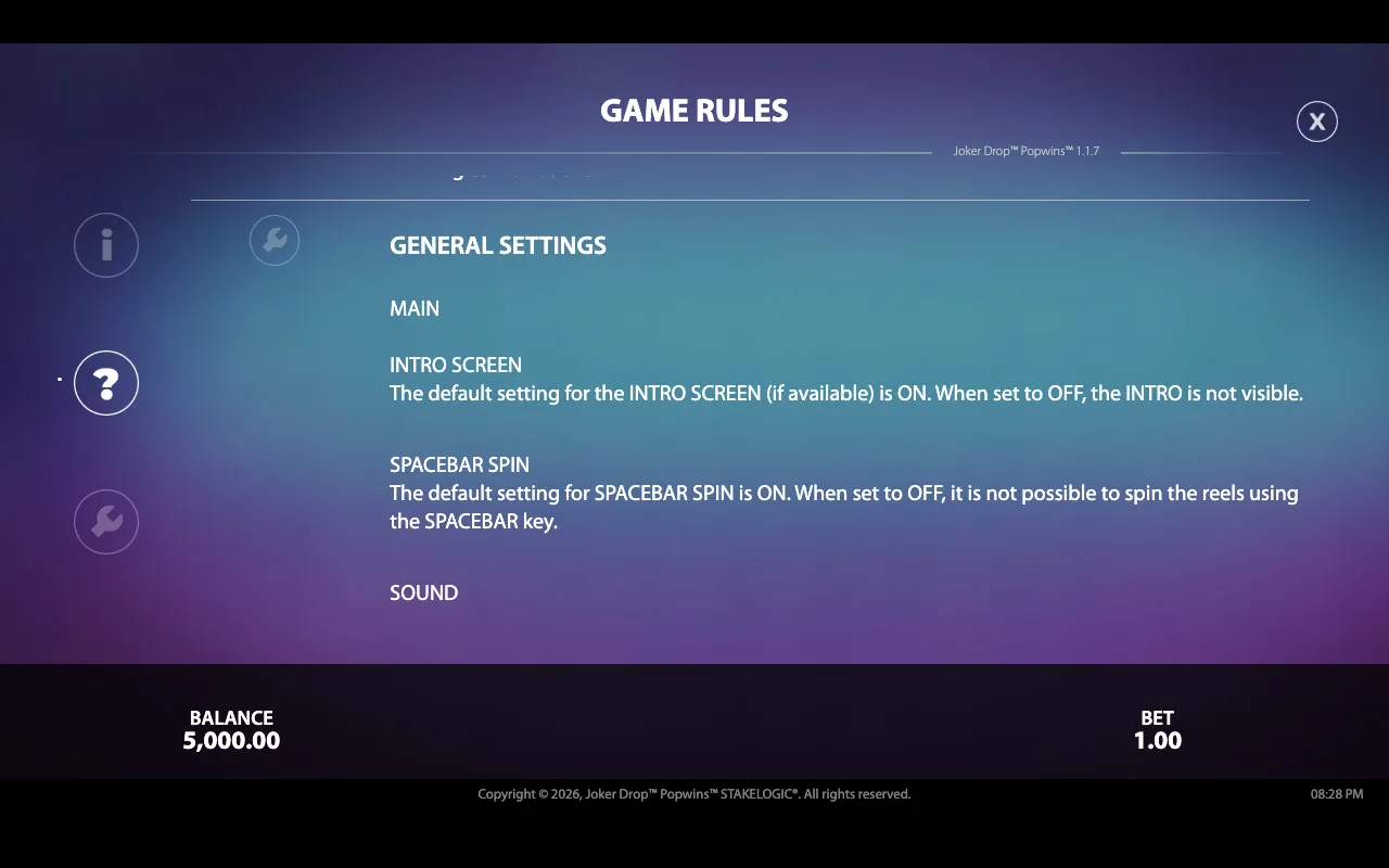 Game rules — Joker Drop Popwins