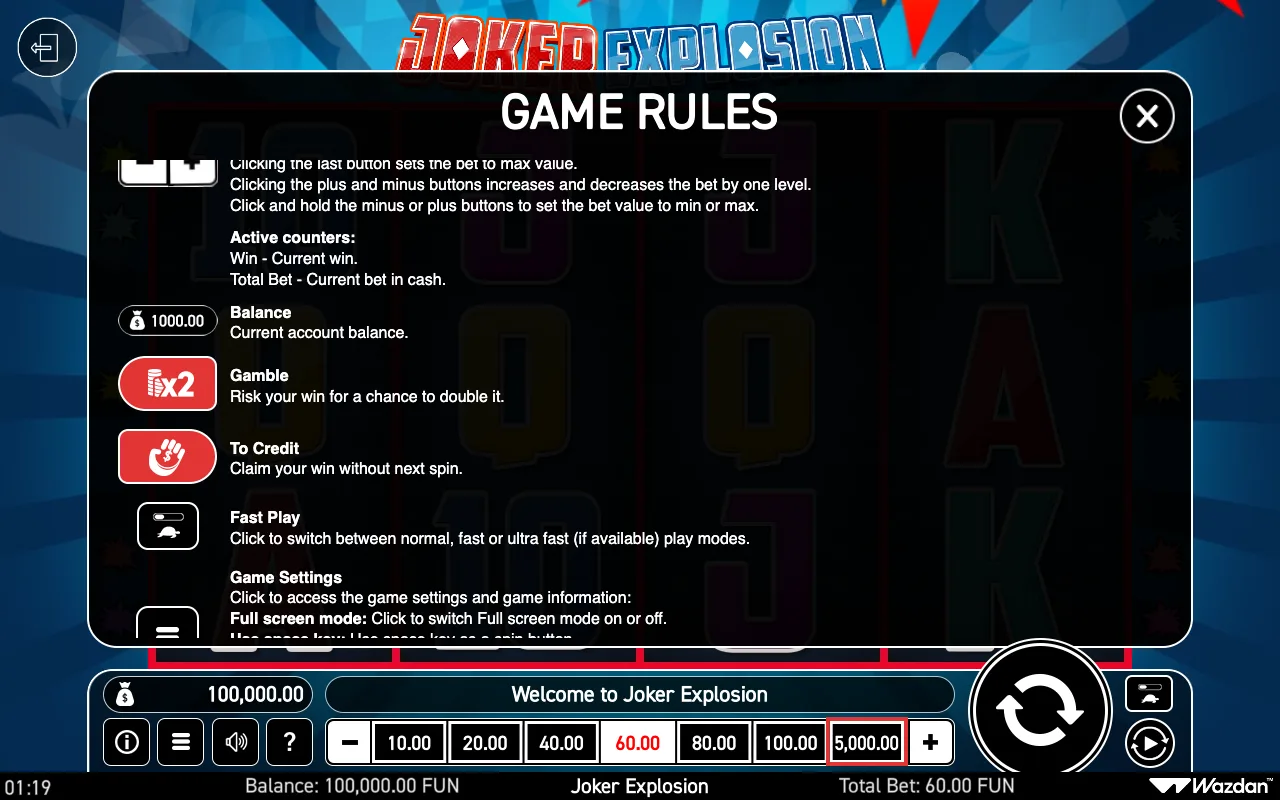 Game rules, page 5 — Joker Explosion