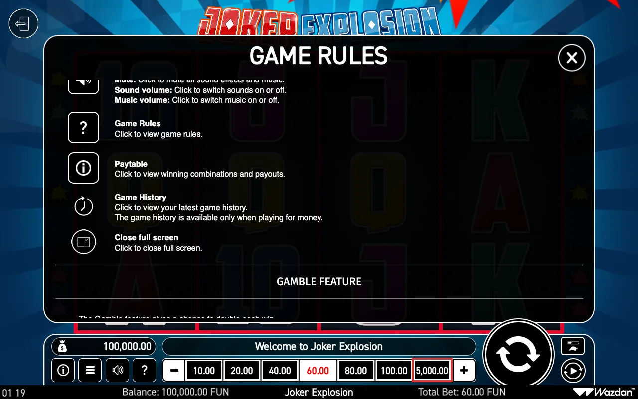 Game rules, page 6 — Joker Explosion