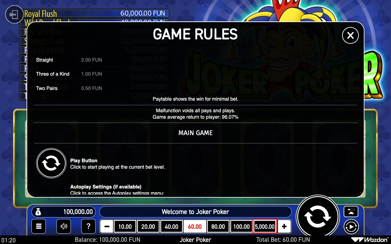 Game rules, page 2 — Joker Poker
