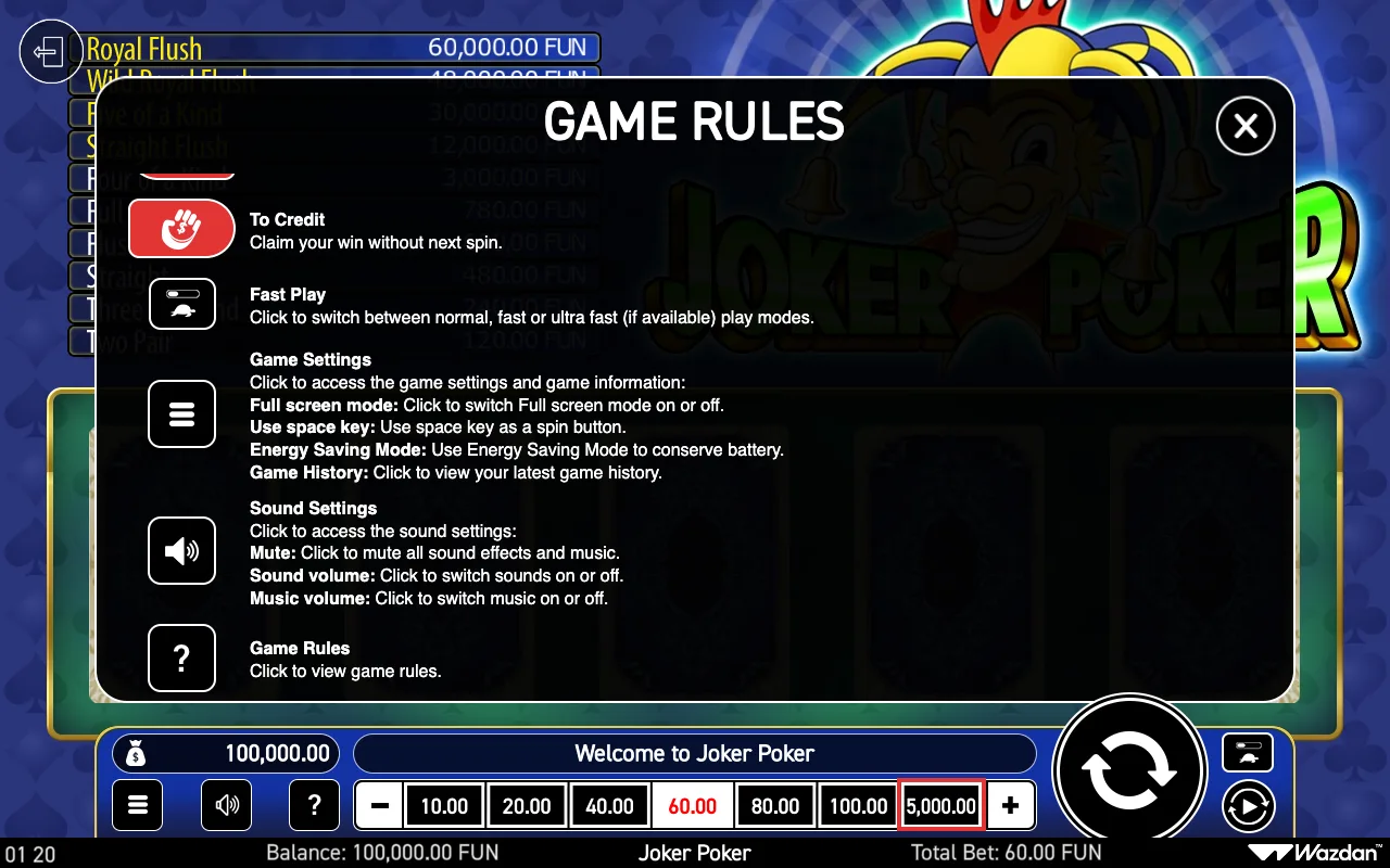 Game rules, page 3 — Joker Poker