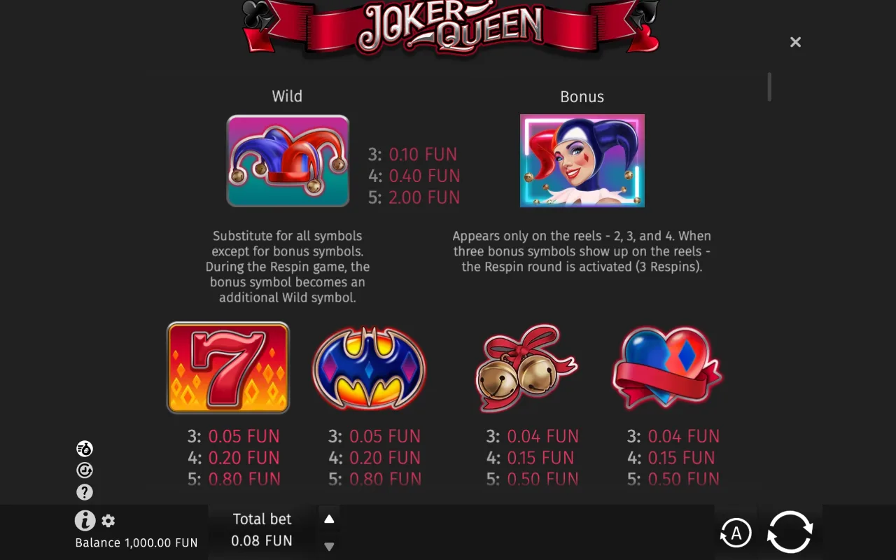 Game rules, page 1 — Joker Queen