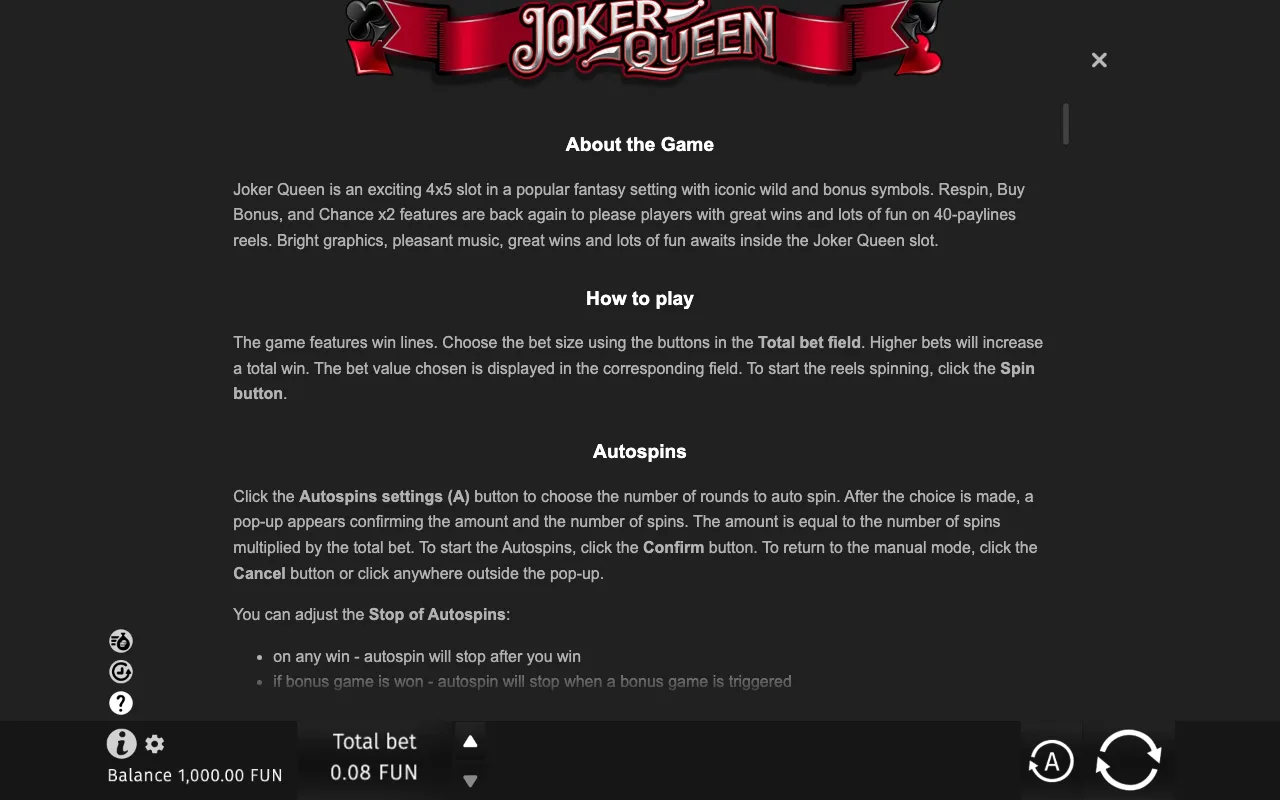 Game rules, page 6 — Joker Queen