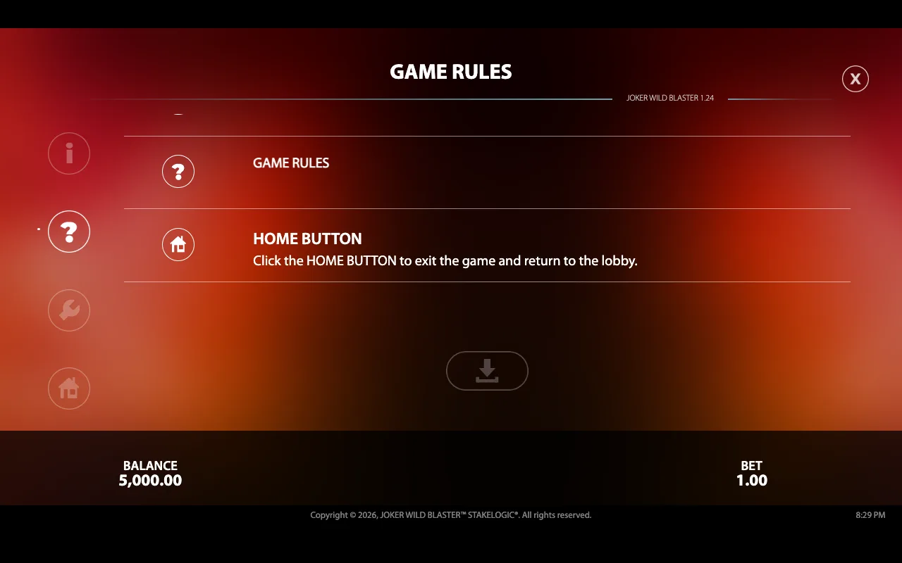 Game rules — Joker Wild Blaster