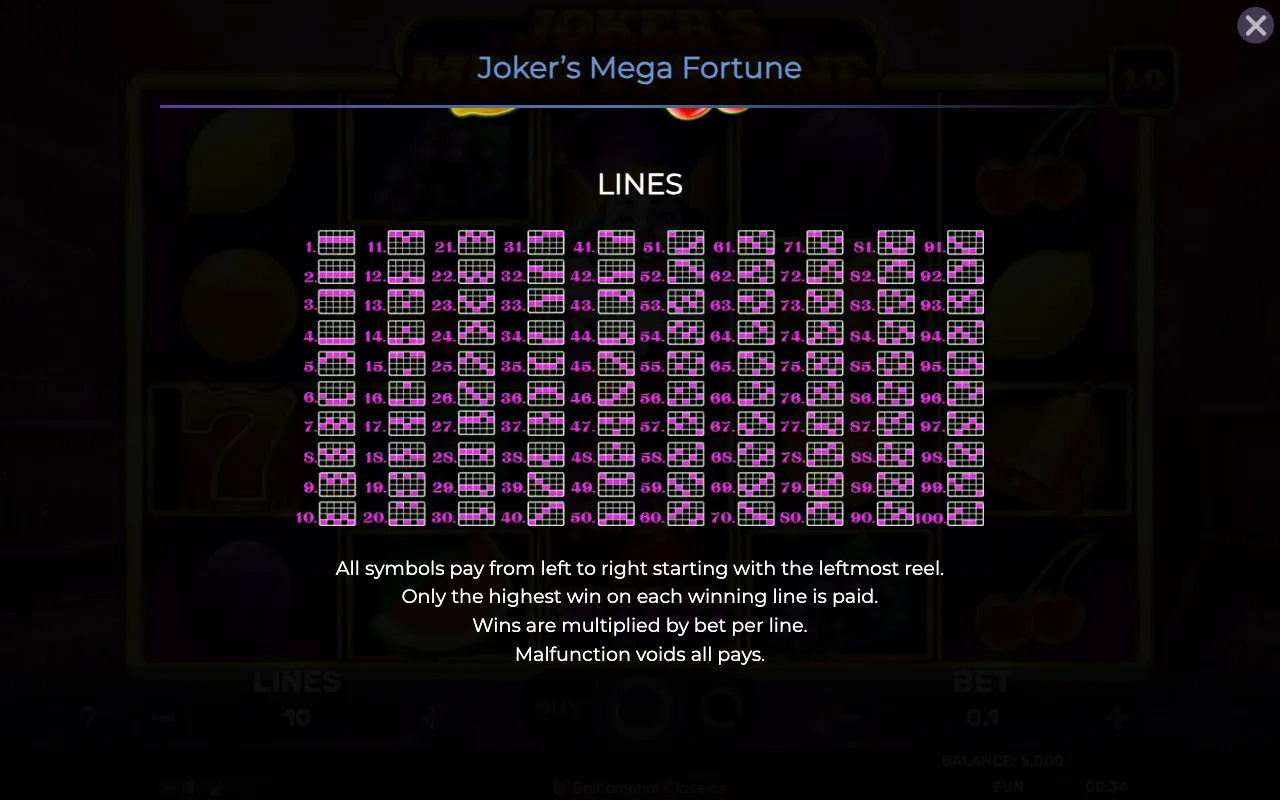 Lines — Jokers Mega Fortune