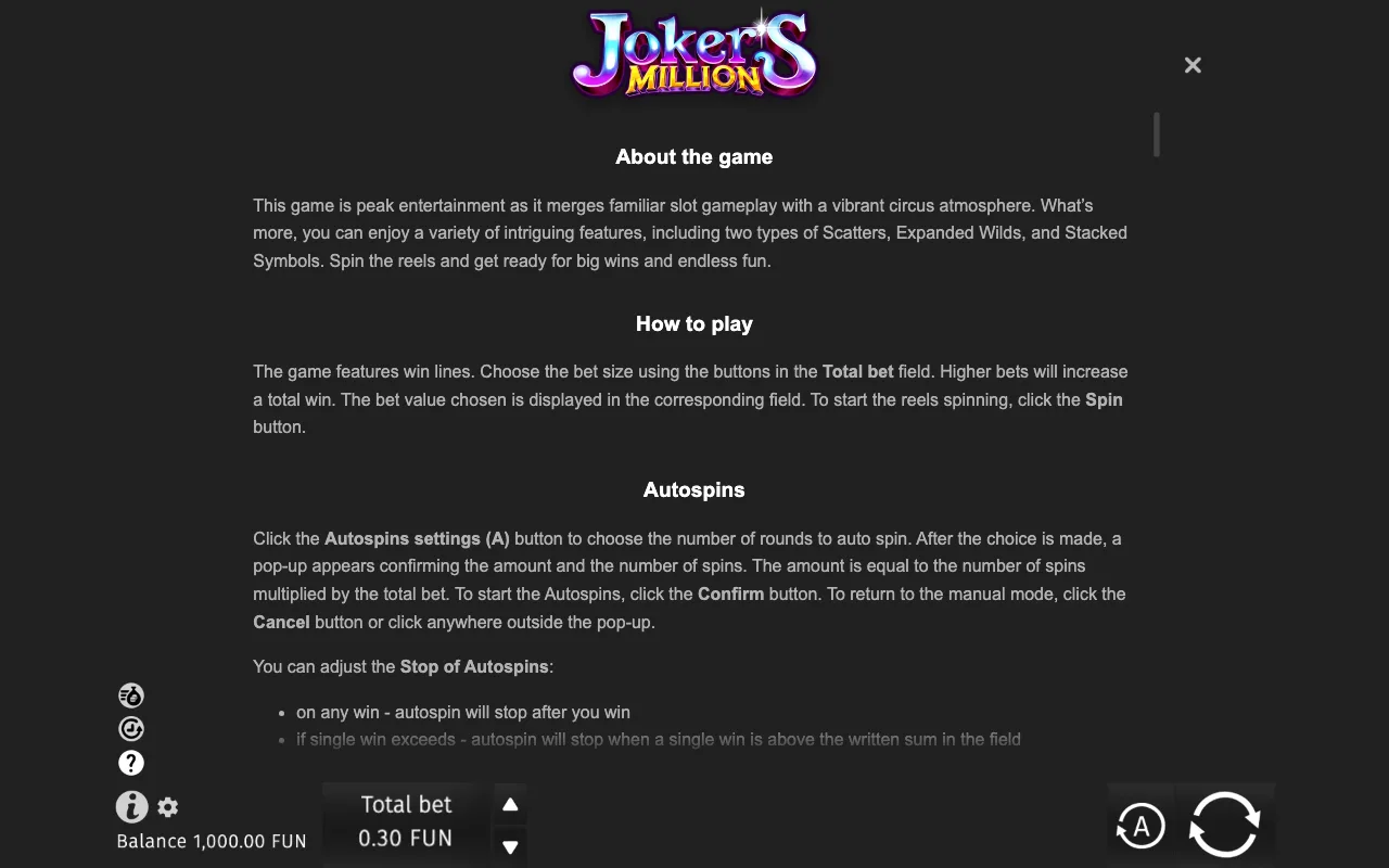 Game rules, page 6 — Joker's Million