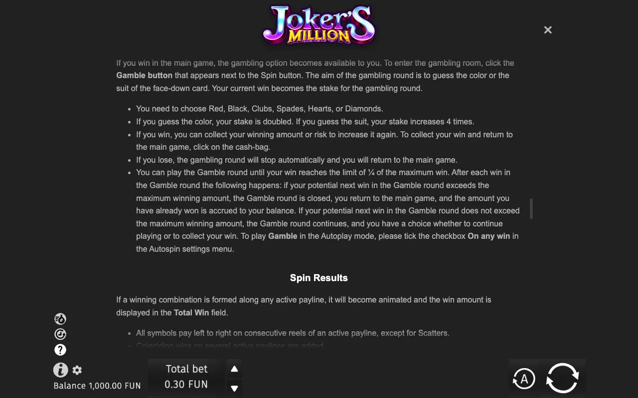 Game rules, page 8 — Joker's Million