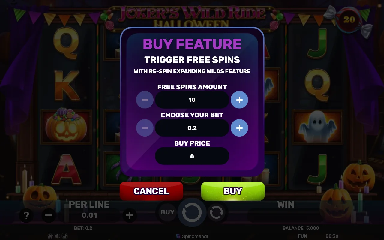 Buying the feature — Jokers Wild Ride Halloween
