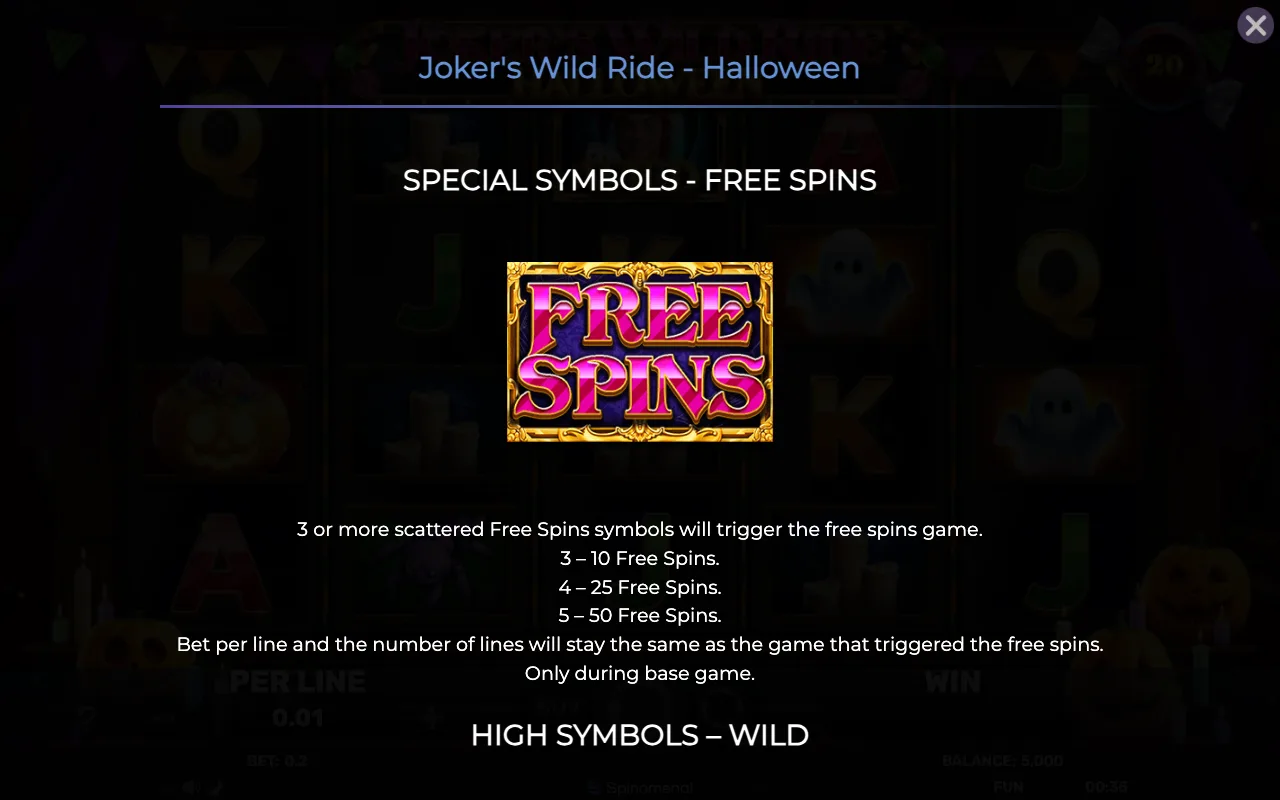 Special symbols - free spins — Jokers Wild Ride Halloween