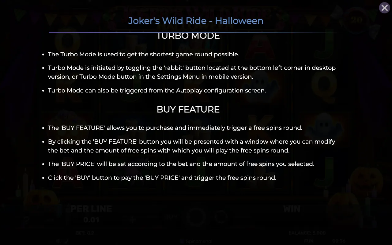 Game rules, page 8 — Jokers Wild Ride Halloween