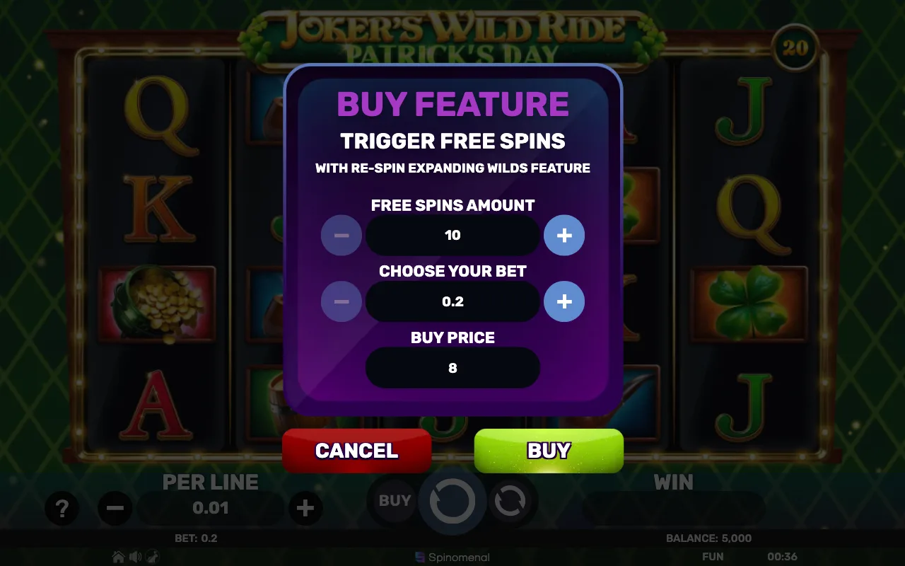 Buying the feature — Jokers Wild Ride Patricks Day