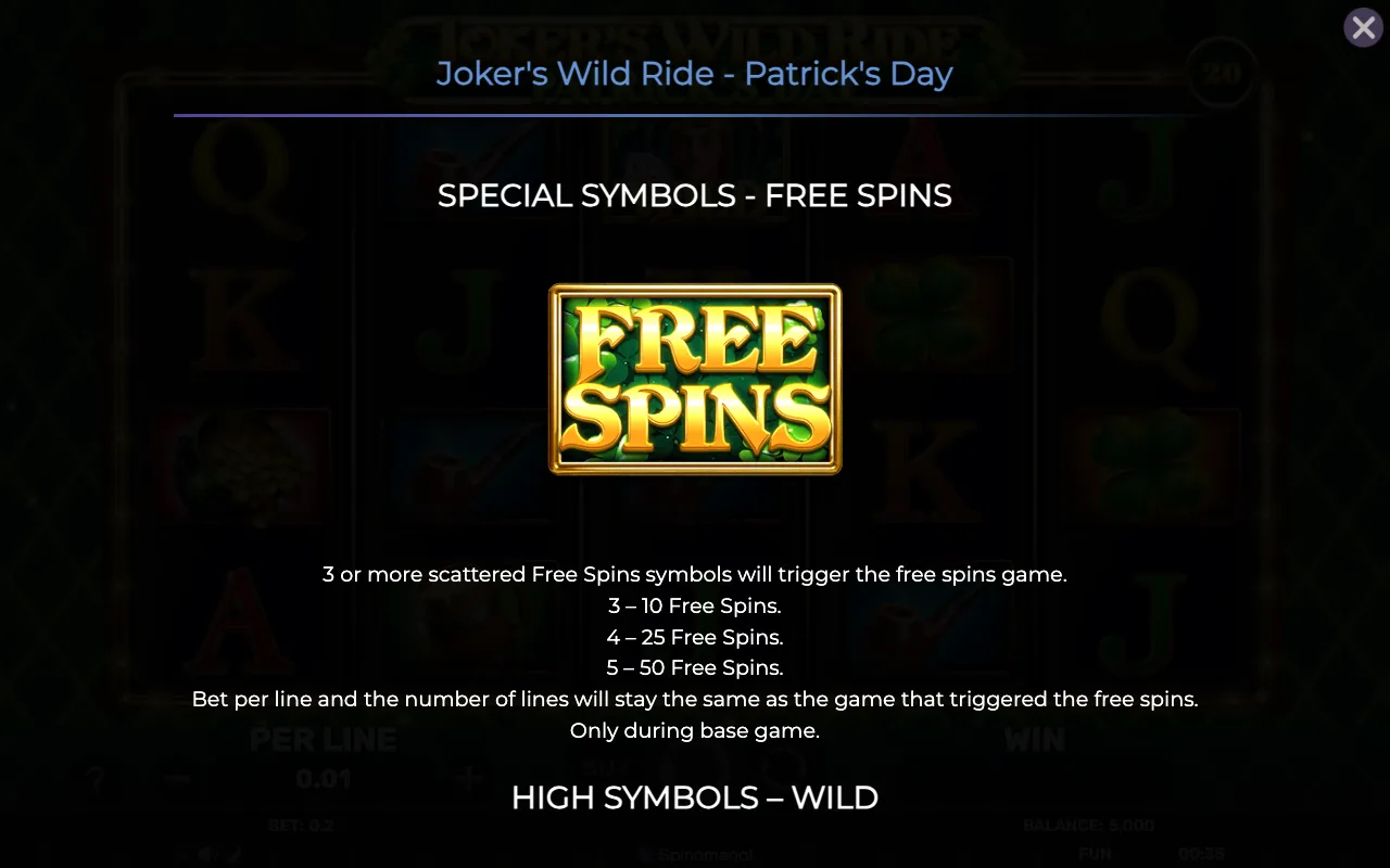 Special symbols - free spins — Jokers Wild Ride Patricks Day