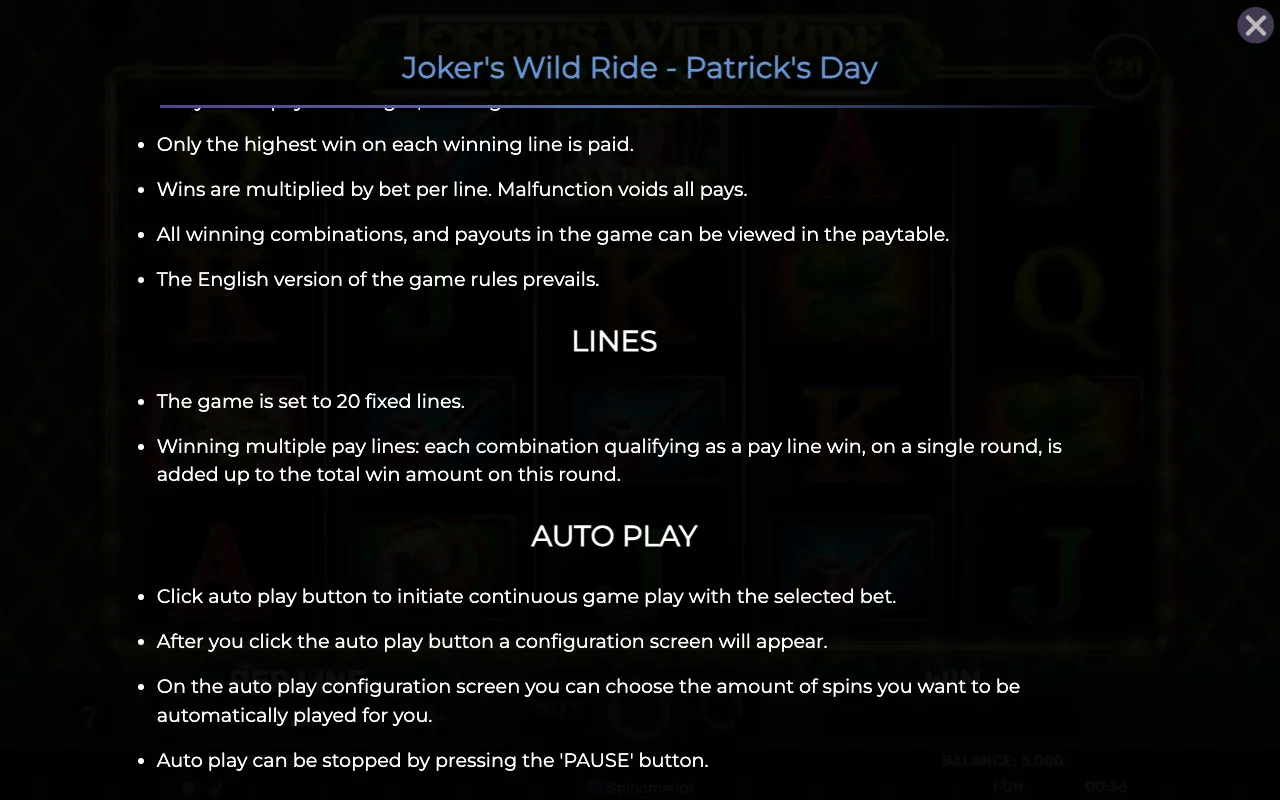 Lines — Jokers Wild Ride Patricks Day