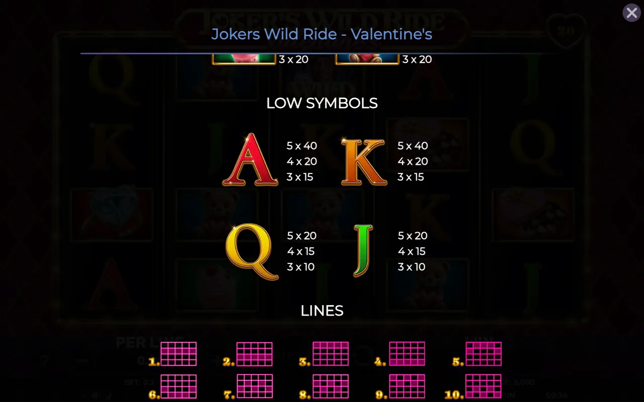 Low symbols — Jokers Wild Ride Valentines