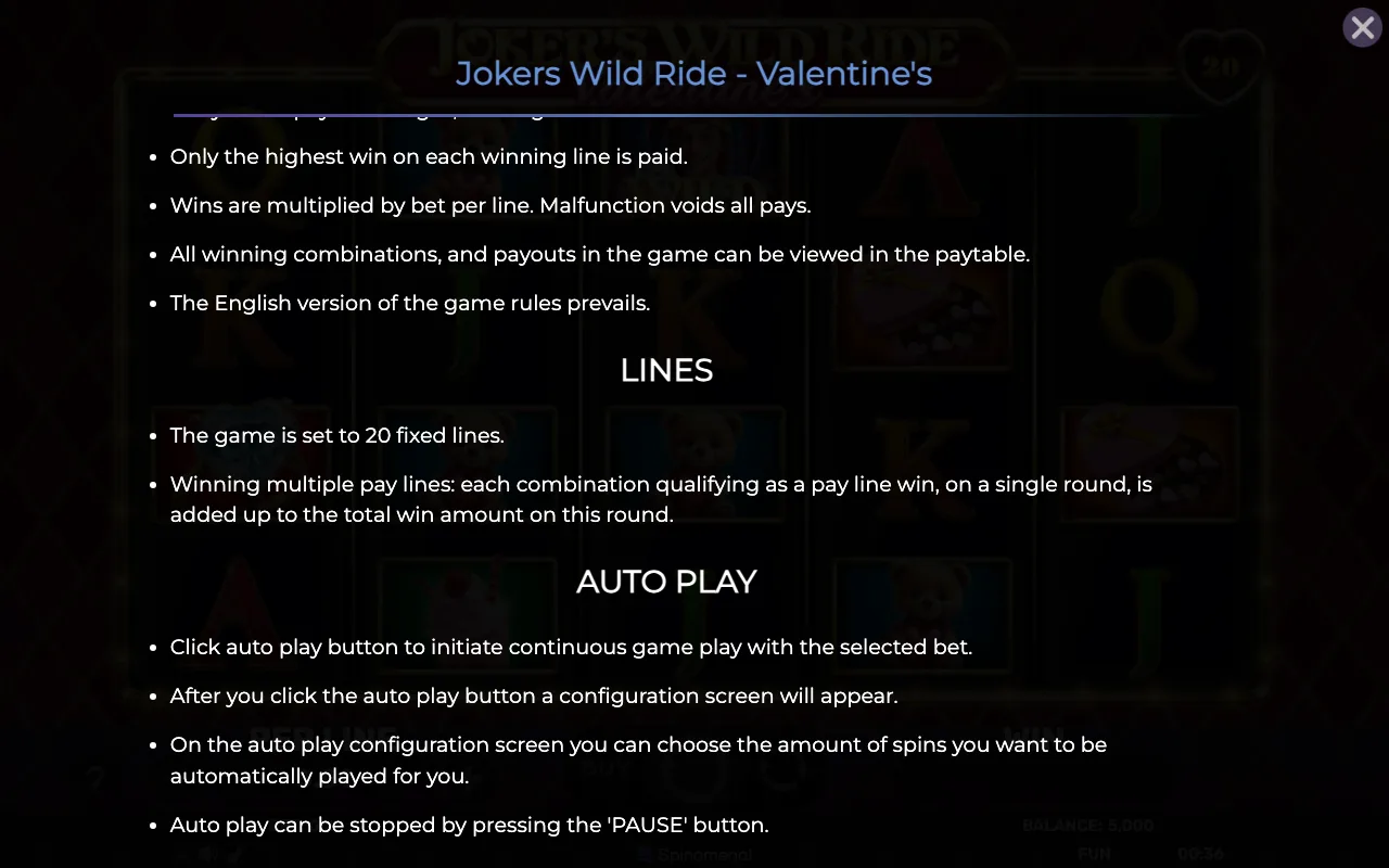 Lines — Jokers Wild Ride Valentines
