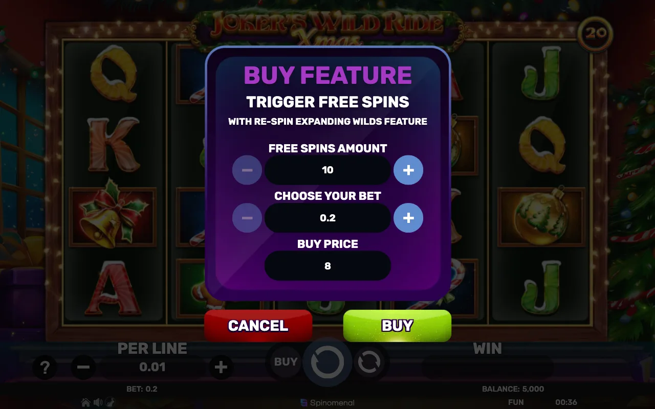 Buying the feature — Jokers Wild Ride Xmas