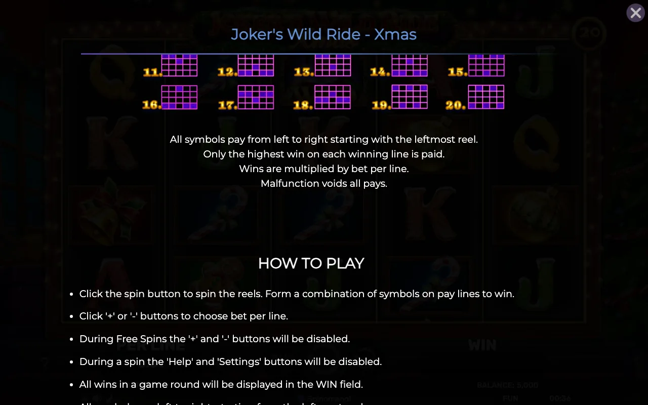 Game rules, page 6 — Jokers Wild Ride Xmas