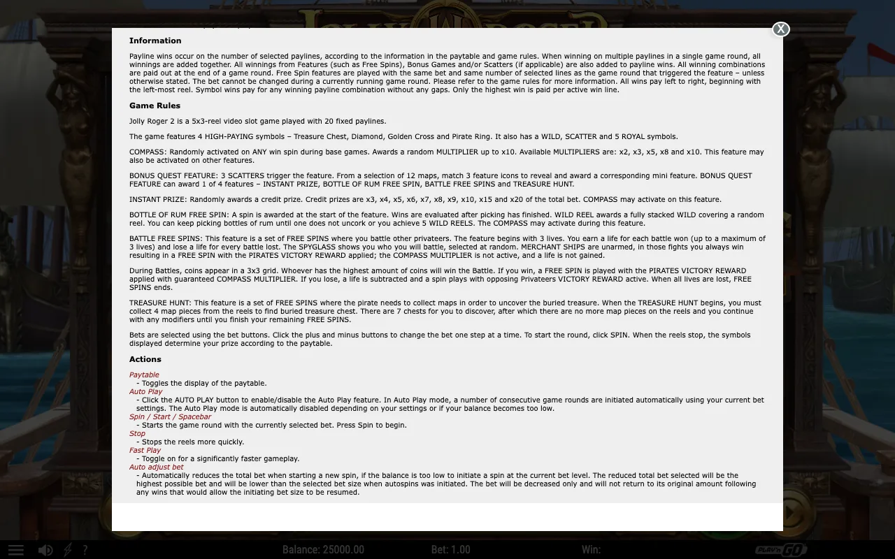 Game rules, page 2 — Jolly Roger 2