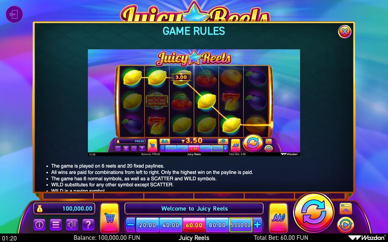 Game rules, page 2 — Juicy Reels