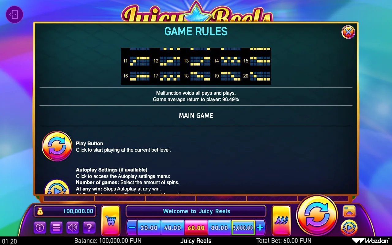 Game rules & — Juicy Reels