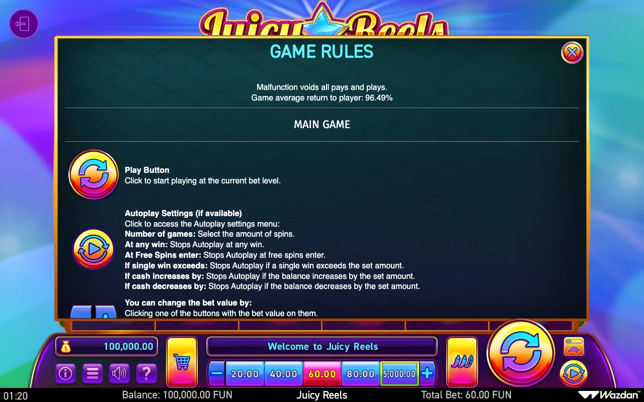 Game rules, page 5 — Juicy Reels